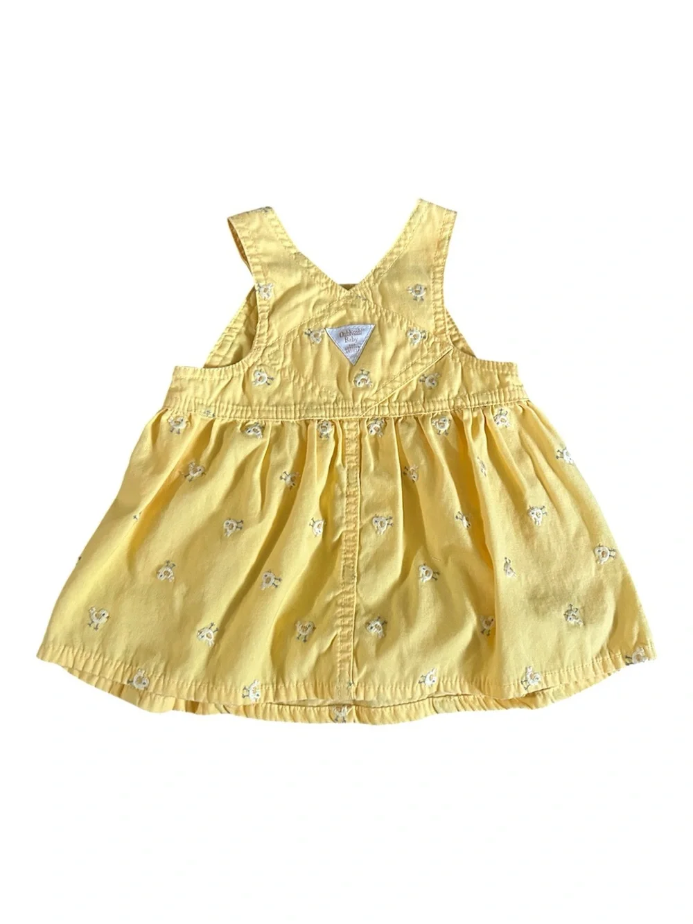 Vtg OshKosh Baby Yellow Chick Overall Dress 3-6M